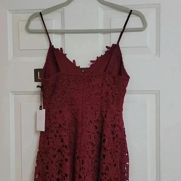 ASTR The Label Midi Dress Small Wine Red Lace A- Line Cocktail - Picture 9 of 13